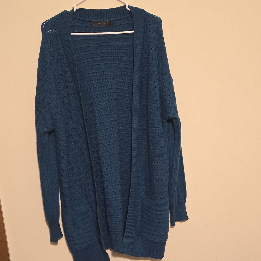 Elegant Teal Knit Cardigan